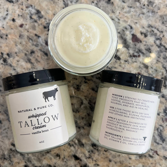 Whipped Grass-Fed Tallow Cream: Natural Body Lotion Moisturizer