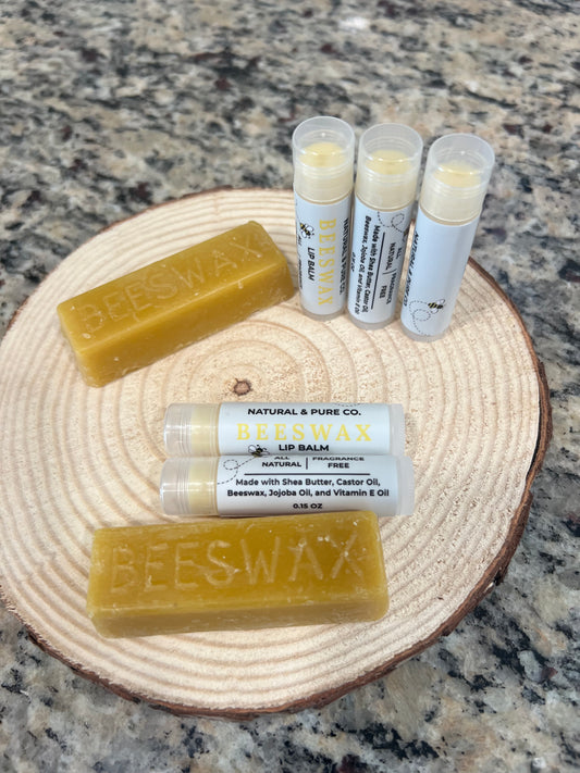 Natural Beeswax Lip Balm: Fragrance-Free, Hydrating